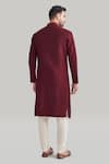 Shop_Blue Lotus Design_Maroon Silk Plain Buttoned Placket Kurta And Pant Set _at_Aza_Fashions