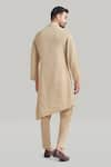 Shop_Blue Lotus Design_Beige Cotton Asymmetric Kurta And Pant Set _at_Aza_Fashions