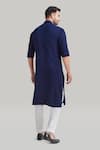 Shop_Blue Lotus Design_Blue Cotton Embroidered Placement Kurta And Pant Set _at_Aza_Fashions