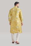 Shop_Blue Lotus Design_Yellow Raw Silk Printed Floral Kurta And Pant Set _at_Aza_Fashions