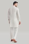 Shop_Blue Lotus Design_White Raw Silk Embroidered Thread Plain Buttoned Placket Kurta And Pant Set _at_Aza_Fashions