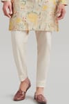 Shop_Blue Lotus Design_Beige Cotton Lycra Printed Floral Pant _Online_at_Aza_Fashions