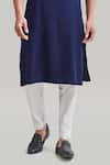 Shop_Blue Lotus Design_White Cotton Lycra Plain Straight Pant _Online_at_Aza_Fashions