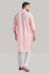 Shop_Blue Lotus Design_Pink Cotton Embroidered Kurta And Pant Set _at_Aza_Fashions