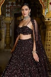 Seema Gujral_Purple Net Embroidery Crystal Sweetheart Neck Tonal Lehenga Set _Online_at_Aza_Fashions