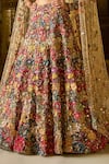 Shop_Seema Gujral_Multi Color Net Embroidery 3d Florals Square Neck Bridal Lehenga Set _Online_at_Aza_Fashions