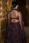 Shop_Seema Gujral_Purple Net Embroidery Crystal Sweetheart Neck Tonal Lehenga Set _at_Aza_Fashions