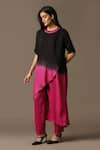 Buy_Two Sisters By Gyans_Black Silk Embroidery Cutdana Round Ombre Neckline Kurta And Pant Set _at_Aza_Fashions