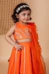 Shop_Lil Angels_Orange Silk Mirrors, Embroidery Bloom Blouse With Lehenga _Online_at_Aza_Fashions