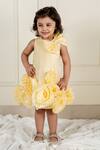Buy_Lil Angels_Yellow Satin, Organza Fabric Flowers, Bows Rosa And Embellished Dress _at_Aza_Fashions