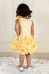 Shop_Lil Angels_Yellow Satin, Organza Fabric Flowers, Bows Rosa And Embellished Dress _at_Aza_Fashions