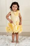 Lil Angels_Yellow Satin, Organza Fabric Flowers, Bows Rosa And Embellished Dress _Online_at_Aza_Fashions