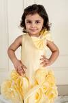 Shop_Lil Angels_Yellow Satin, Organza Fabric Flowers, Bows Rosa And Embellished Dress _Online_at_Aza_Fashions