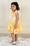Lil Angels_Yellow Satin, Organza Fabric Flowers, Bows Rosa And Embellished Dress _at_Aza_Fashions