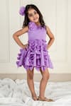 Buy_Lil Angels_Purple Scuba Embellished Bloom Ruffle Dress _at_Aza_Fashions