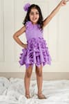 Lil Angels_Purple Scuba Embellished Bloom Ruffle Dress _Online_at_Aza_Fashions