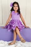 Shop_Lil Angels_Purple Scuba Embellished Bloom Ruffle Dress _Online_at_Aza_Fashions