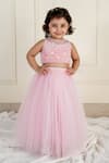 Buy_Lil Angels_Pink Net Lining Dupion Embroidery Sequin Heart Embellished Blouse With Lehenga _at_Aza_Fashions