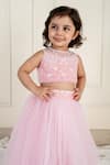 Buy_Lil Angels_Pink Net Lining Dupion Embroidery Sequin Heart Embellished Blouse With Lehenga _Online_at_Aza_Fashions