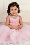 Lil Angels_Pink Net Lining Dupion Embroidery Sequin Heart Embellished Blouse With Lehenga _at_Aza_Fashions