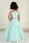 Shop_Lil Angels_Green Net Embroidery Cutdana Rosette Lehenga With Embellished Blouse _at_Aza_Fashions