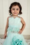 Lil Angels_Green Net Embroidery Cutdana Rosette Lehenga With Embellished Blouse _Online_at_Aza_Fashions