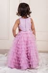 Shop_Lil Angels_Purple Net Embroidery Cutdana Sequin Blossom Blouse With Ruffle Tiered Lehenga _at_Aza_Fashions