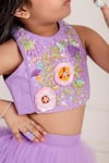 Buy_Lil Angels_Purple Net Embroidery Sequin Flora Blouse With Ruffle Pleated Tiered Lehenga _Online_at_Aza_Fashions