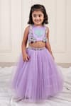 Buy_Lil Angels_Purple Net Embroidery Cutdana Heart And Bow Embellished Blouse With Lehenga _at_Aza_Fashions