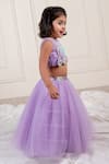 Shop_Lil Angels_Purple Net Embroidery Cutdana Heart And Bow Embellished Blouse With Lehenga _at_Aza_Fashions