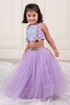 Lil Angels_Purple Net Embroidery Cutdana Heart And Bow Embellished Blouse With Lehenga _Online_at_Aza_Fashions