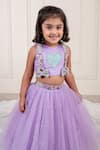 Buy_Lil Angels_Purple Net Embroidery Cutdana Heart And Bow Embellished Blouse With Lehenga _Online_at_Aza_Fashions