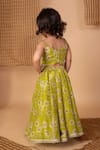 Shop_Lil Angels_Green Viscose Print Floral Lace Embellished Blouse With Lehenga _at_Aza_Fashions