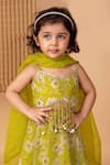 Buy_Lil Angels_Green Viscose Print Floral Lace Embellished Blouse With Lehenga _Online_at_Aza_Fashions