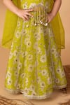 Shop_Lil Angels_Green Viscose Print Floral Lace Embellished Blouse With Lehenga _Online_at_Aza_Fashions