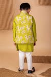 Shop_Lil Angels_Green Cotton Silk Print Bloom Bundi Kurta Set _at_Aza_Fashions