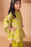 Buy_Lil Angels_Green Cotton Silk Print Gardenia And Lace Embellished Kurta With Salwar _Online_at_Aza_Fashions