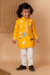 Buy_Lil Angels_Yellow Silk Embroidery Fun Kurta With Pant _at_Aza_Fashions