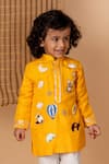 Shop_Lil Angels_Yellow Silk Embroidery Fun Kurta With Pant _at_Aza_Fashions