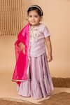 Buy_Lil Angels_Purple Silk Embroidery Phool Blouse With Lehenga _at_Aza_Fashions