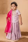 Lil Angels_Purple Silk Embroidery Phool Blouse With Lehenga _Online_at_Aza_Fashions