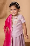 Buy_Lil Angels_Purple Silk Embroidery Phool Blouse With Lehenga _Online_at_Aza_Fashions