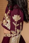 Buy_Lil Angels_Wine Banana Crepe And Georgette Embroidery Peacock Motif Jacket With Lehenga 