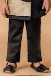 Lil Angels_Black Cotton Embroidery Bird Motif Achkan With Pant _Online_at_Aza_Fashions