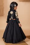 Shop_Lil Angels_Black Cotton Embroidery Floral Sequin Jacket With Lehenga _at_Aza_Fashions