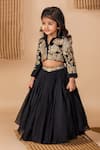 Lil Angels_Black Cotton Embroidery Floral Sequin Jacket With Lehenga _Online_at_Aza_Fashions