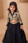 Shop_Lil Angels_Black Cotton Embroidery Floral Sequin Jacket With Lehenga _Online_at_Aza_Fashions