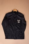 Buy_Lil Angels_Black Cotton Embroidery Teddy Swarovski Shirt _at_Aza_Fashions