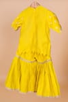 Shop_Lil Angels_Yellow Silk Embroidery Butti Pearl Tunic With Sharara _at_Aza_Fashions