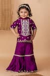 Buy_Lil Angels_Purple Silk Embroidery Butti Diamond Tunic With Sharara _at_Aza_Fashions